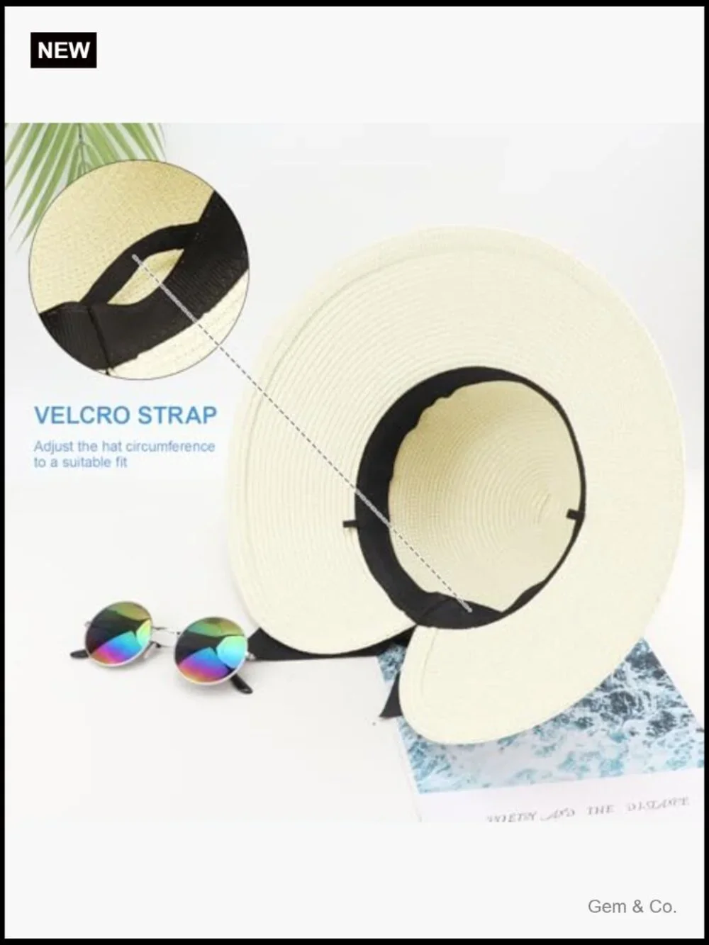 Wide Brim Straw Sun Hat UPF 50+ Foldable Travel Beach Bucket Hat
